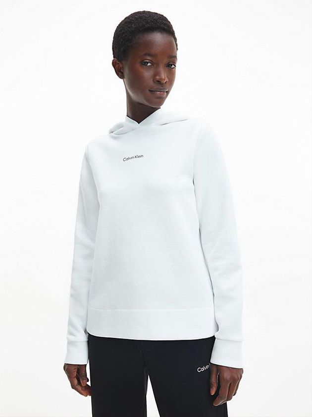 Calvin Klein USA Recycled Polyester Womens Hoodie White 3162547-FB